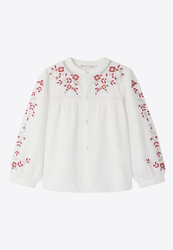 Girls Fifi Floral-Embroidered Blouse