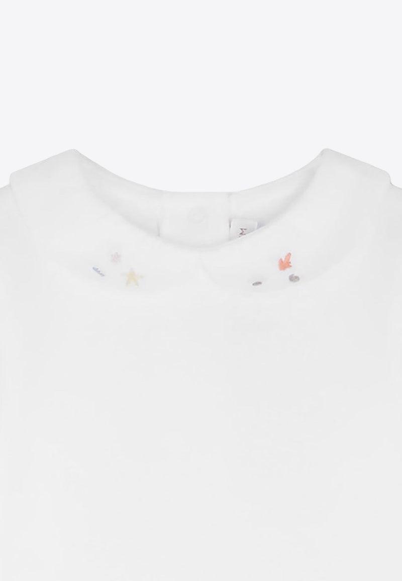 Baby Girls Cygne Embroidered-Collar Onesie