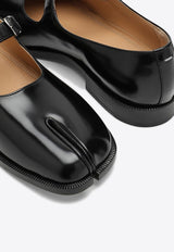 Tabi Mary-Jane Flat Pumps in Brushed Leather