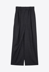 Wide-Leg Wrap Wool Pants