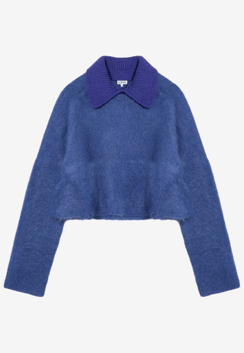 Brushed Mohair-Blend Polo Sweater