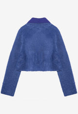 Brushed Mohair-Blend Polo Sweater