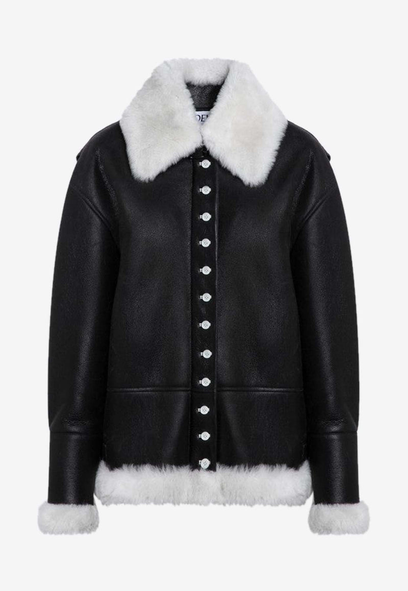 Shearling-Trimmed Leather Jacket