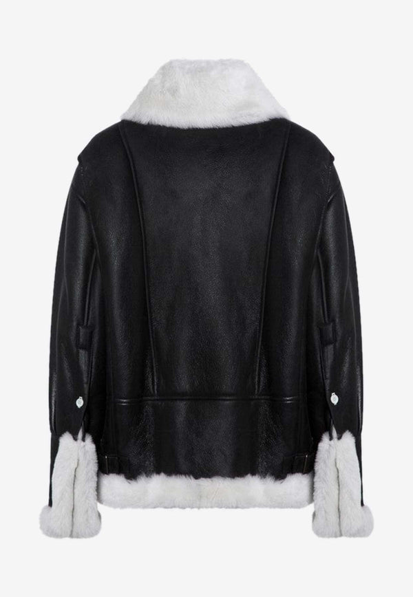 Shearling-Trimmed Leather Jacket