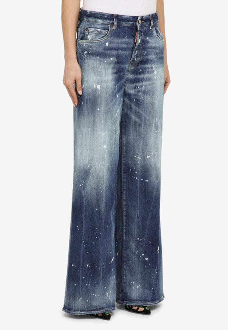 Straight-Leg Paint-Splatter Jeans