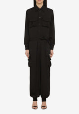 Silk-Blend Cargo Jumpsuit