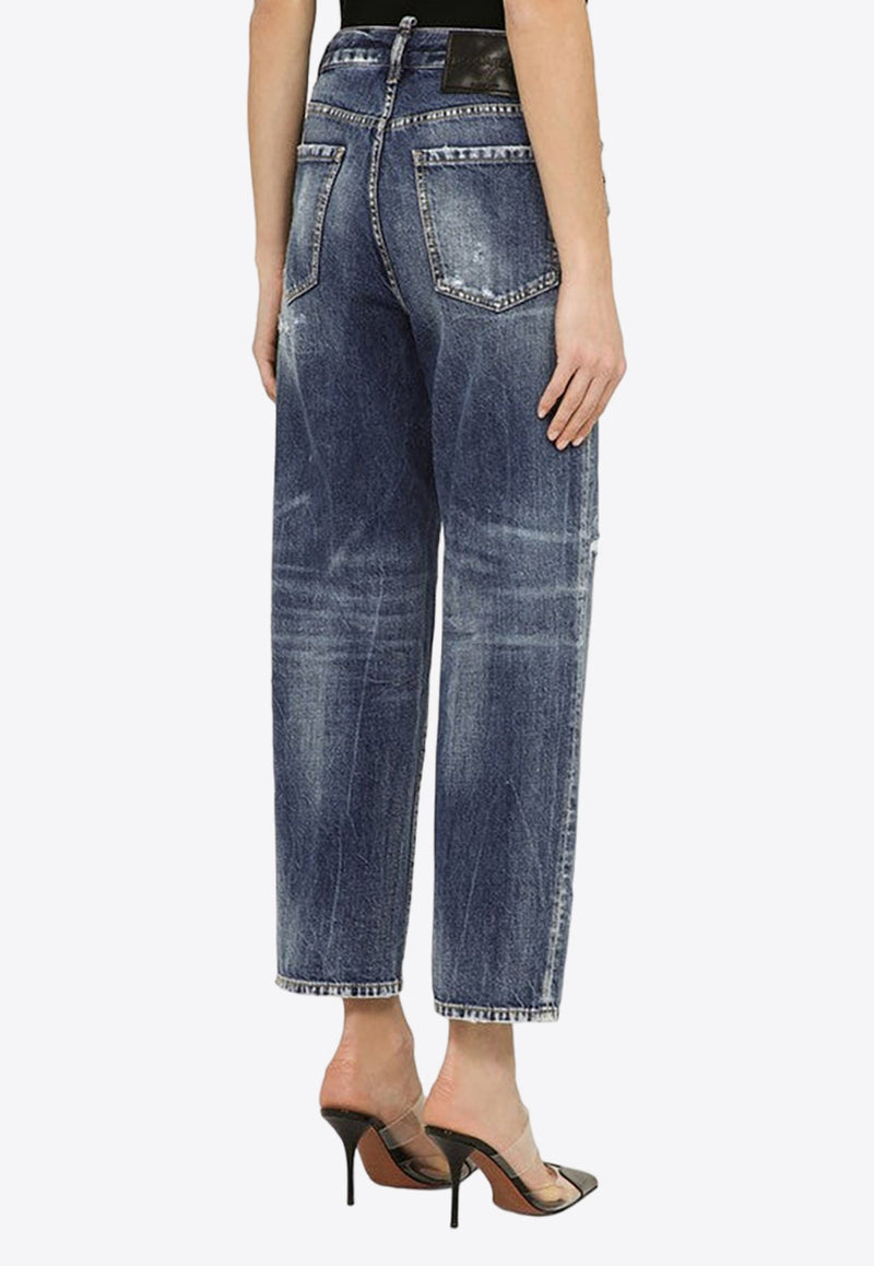 Ripped Straight-Leg Boston Jeans