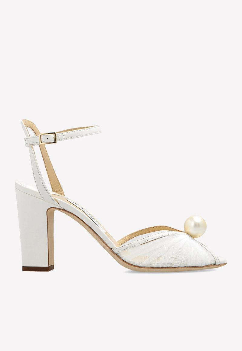 Sacaria 100 Pearl Embellished Tulle Sandals