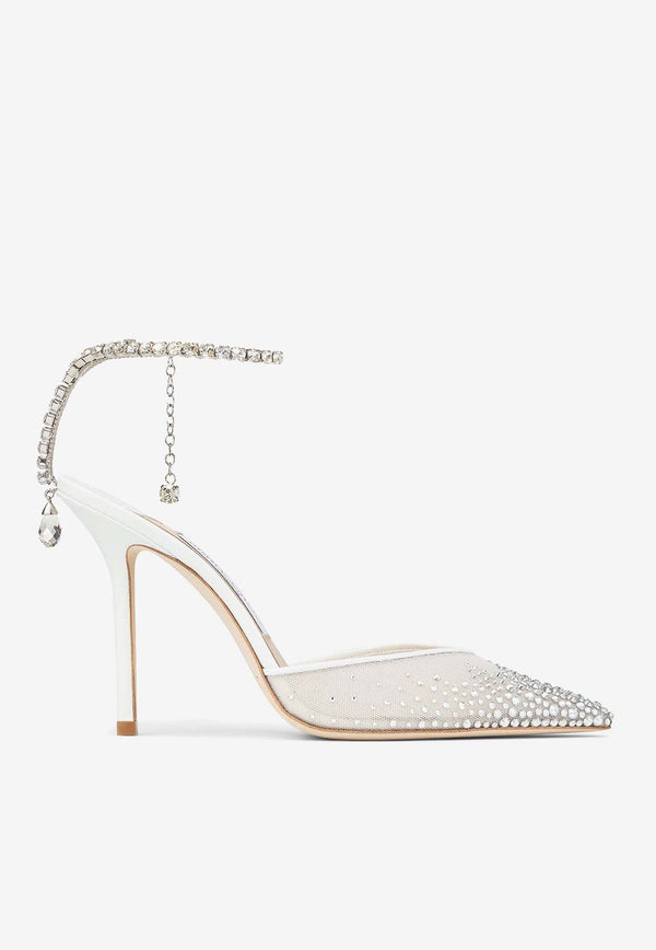 Saeda 100 Crystal-Embellished Mesh Pumps