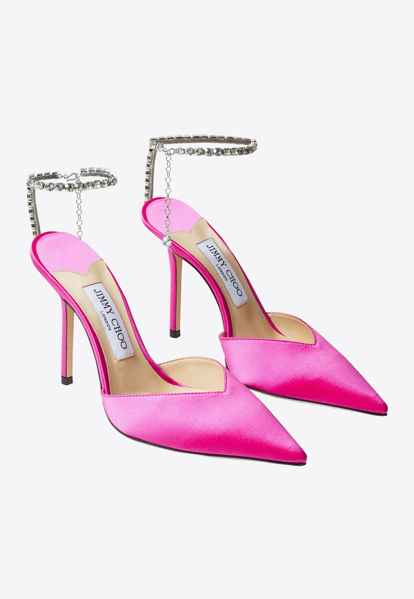 Saeda 100 Crystal-Embellished Satin Pumps