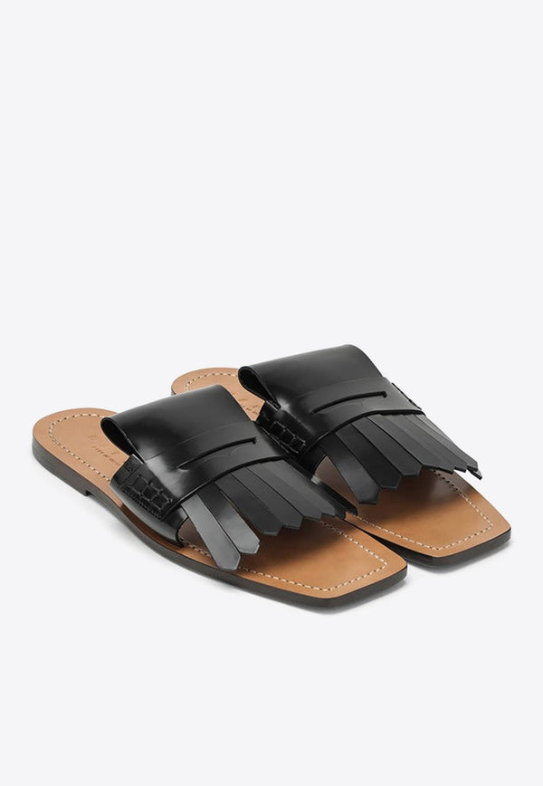 Bambi Square-Toe Leather Sandals