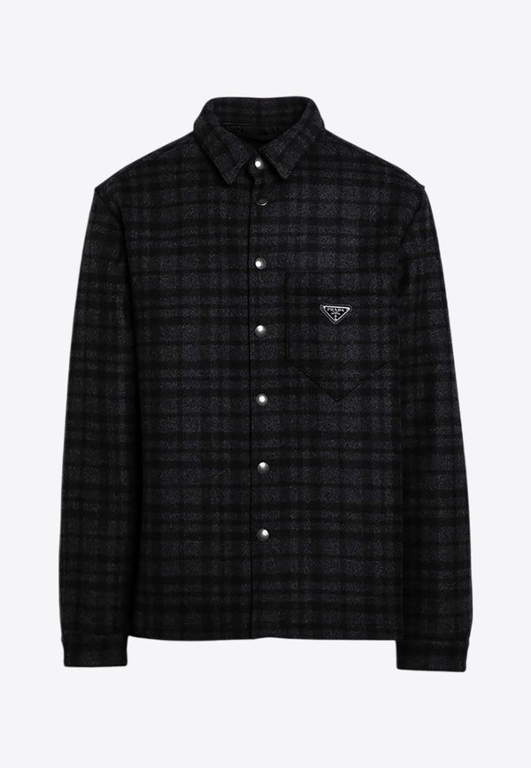 Triangle Logo Checked Wool Shirt