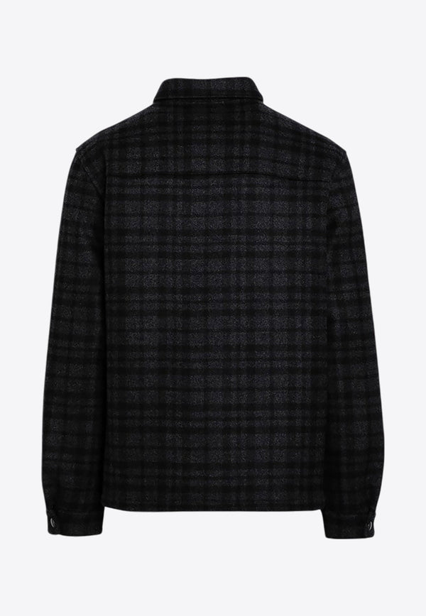 Triangle Logo Checked Wool Shirt