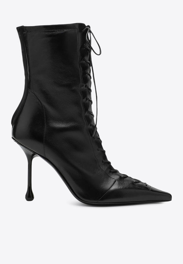 Scarlett 95 Lace-Up Leather Ankle Boots