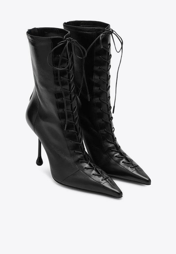 Scarlett 95 Lace-Up Leather Ankle Boots