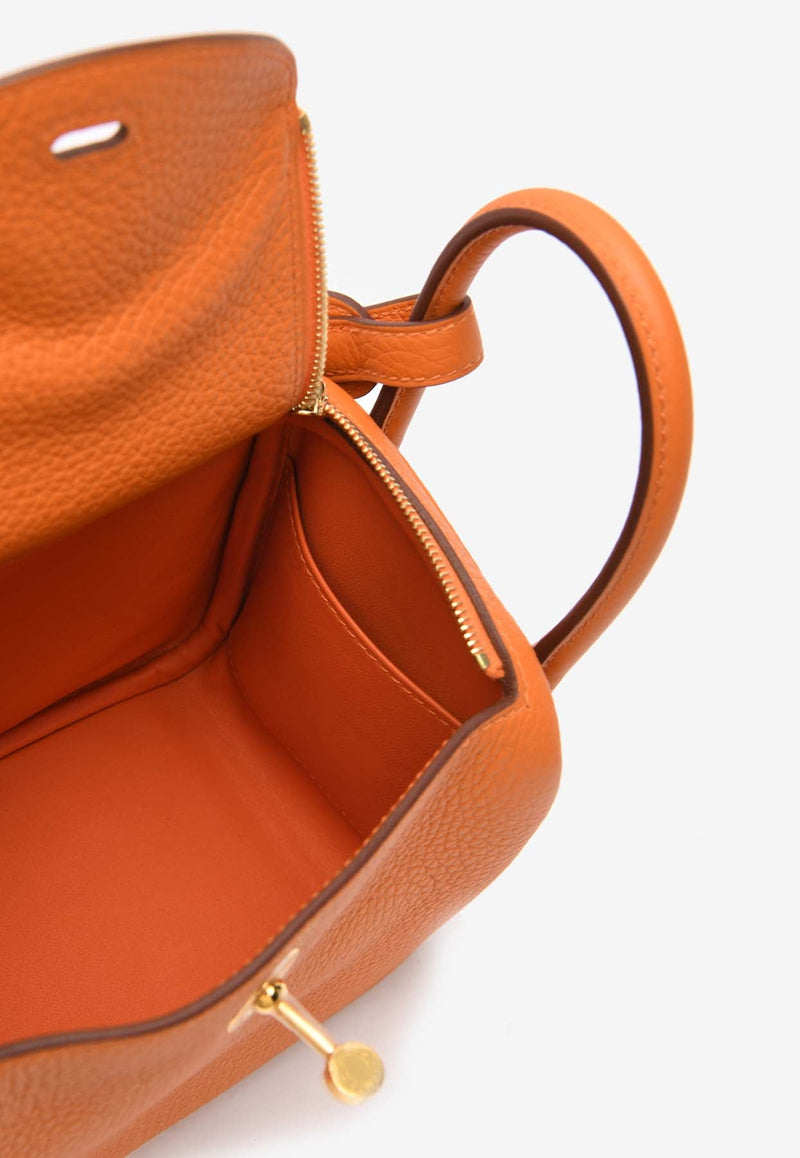 Mini Lindy 20 in Orange Clemence Leather with Gold Hardware