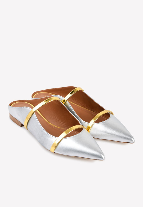 Maureen Flat Mules in Metallic Leather