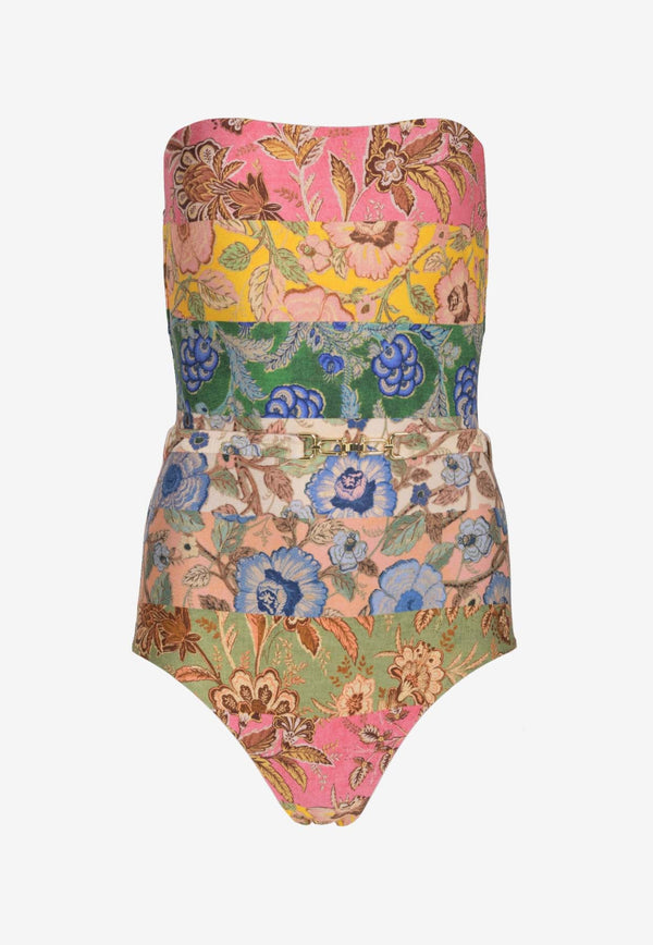 Junie Floral Print Strapless One-Piece Swimsuit