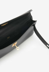 Kelly Cut Clutch Bag in Black Swift Leather with Gold Hardware