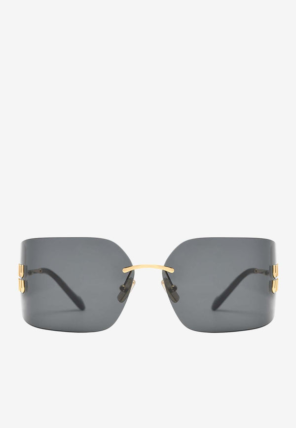 Runway Rimless Curved Sunglasses