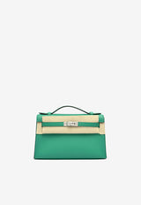 Kelly Pochette Clutch Bag in Vert Vertigo Swift with Palladium Hardware