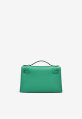 Kelly Pochette Clutch Bag in Vert Vertigo Swift with Palladium Hardware