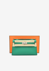 Kelly Pochette Clutch Bag in Vert Vertigo Swift with Palladium Hardware