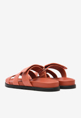 Chypre Sandals in Orange Brulee Shiny Lizard