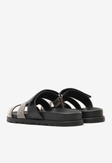 Chypre Sandals in Ombre Shiny Lizard and Black Calfskin