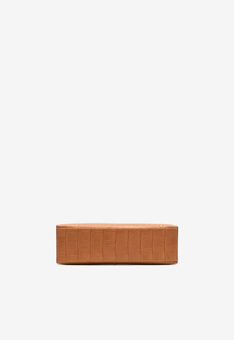 Kelly Pochette Clutch Bag in Gold Matte Alligator Leather with Gold Hardware