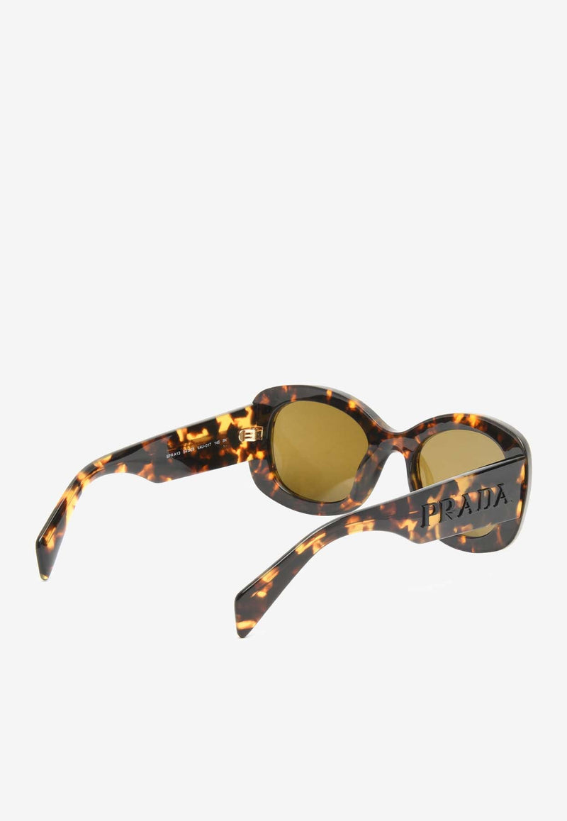 Raised Logo Oval-Shaped Sunglasses