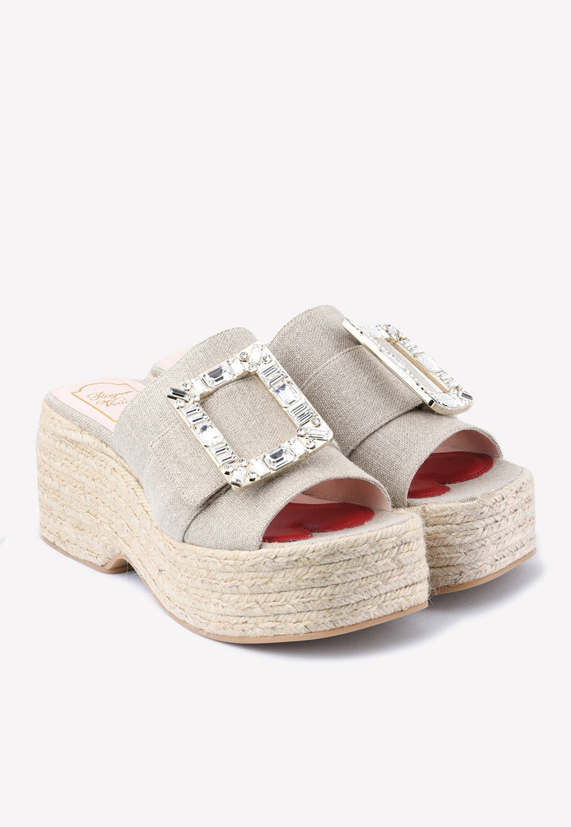 85 Crystal Buckle Espadrille Platform Sandals