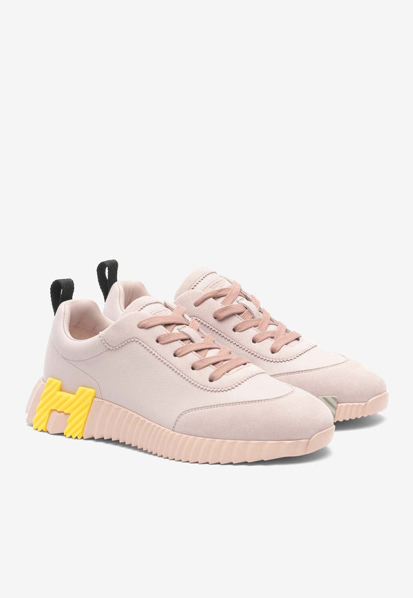 Bouncing Low-Top Sneakers in Rose Porcelaine Sport Goatskin and Suede