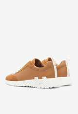 Bouncing Low-Top Sneakers in Naturel Sport Goatskin and Suede