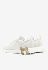 Bouncing Low-Top Sneakers in White Mesh and Suede