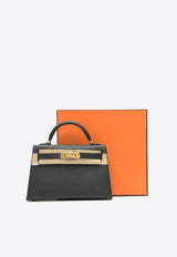 Mini Kelly 20 Sellier in Black Epsom Leather with Gold Hardware