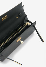 Kelly To Go Wallet in Black Epsom Leather in Gold Hardware
