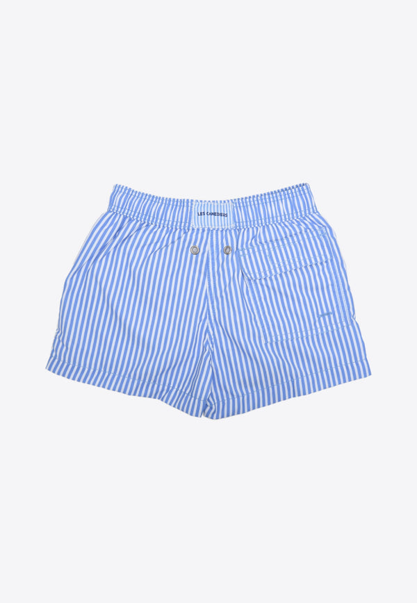 Kids Ermitage Court Fine Rayure Swim Shorts in Blue Stripes