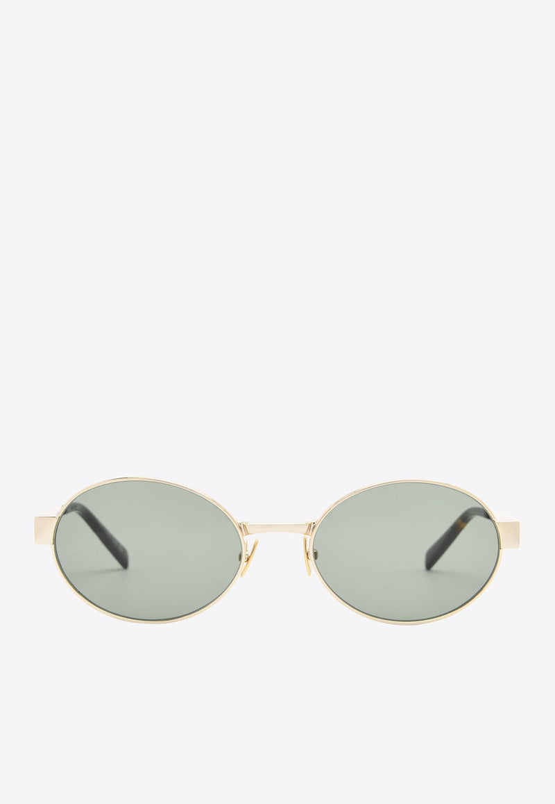 Engraved Logo Oval-Shaped Sunglasses