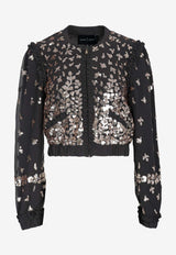 Fern Georgette Sequined Bomber Jacket