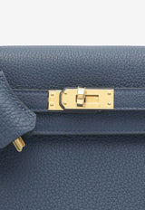 Kelly 25 Retourne in Bleu Navy Togo Leather with Gold Hardware