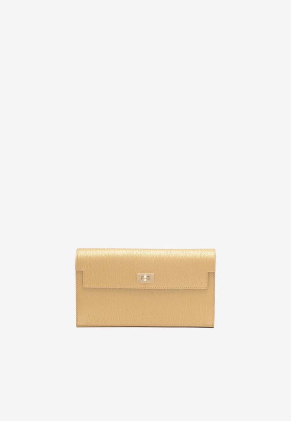 Kelly Pocket Long Wallet in Dore Chamkila Leather with Gold Hardware