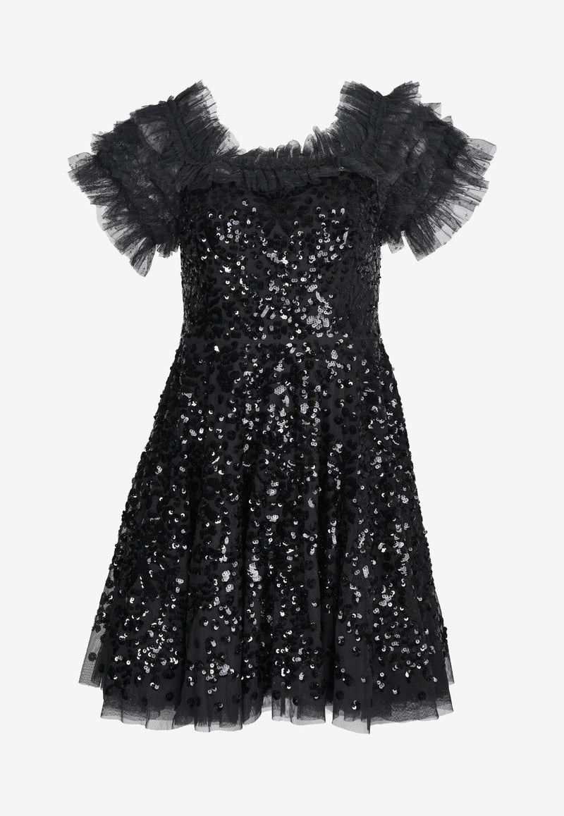 Sequin Embellished Off-Shoulder Mini Dress