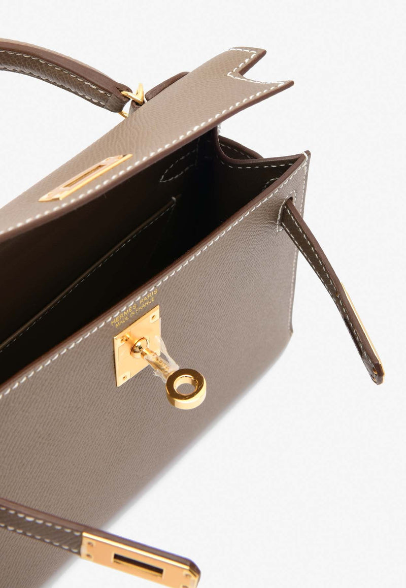 Mini Kelly 20 Sellier in Etoupe Epsom Leather with Gold Hardware