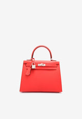 Kelly 25 Sellier in Rouge de Coeur Madame Leather with Palladium Hardware