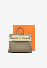 Birkin 25 in Etoupe Tadelakt Leather with Gold Hardware