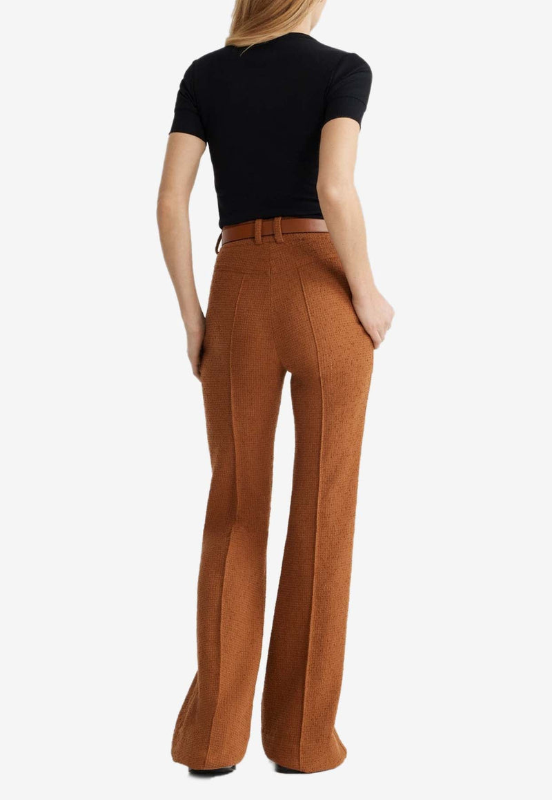 High-Rise Flared Tweed Pants