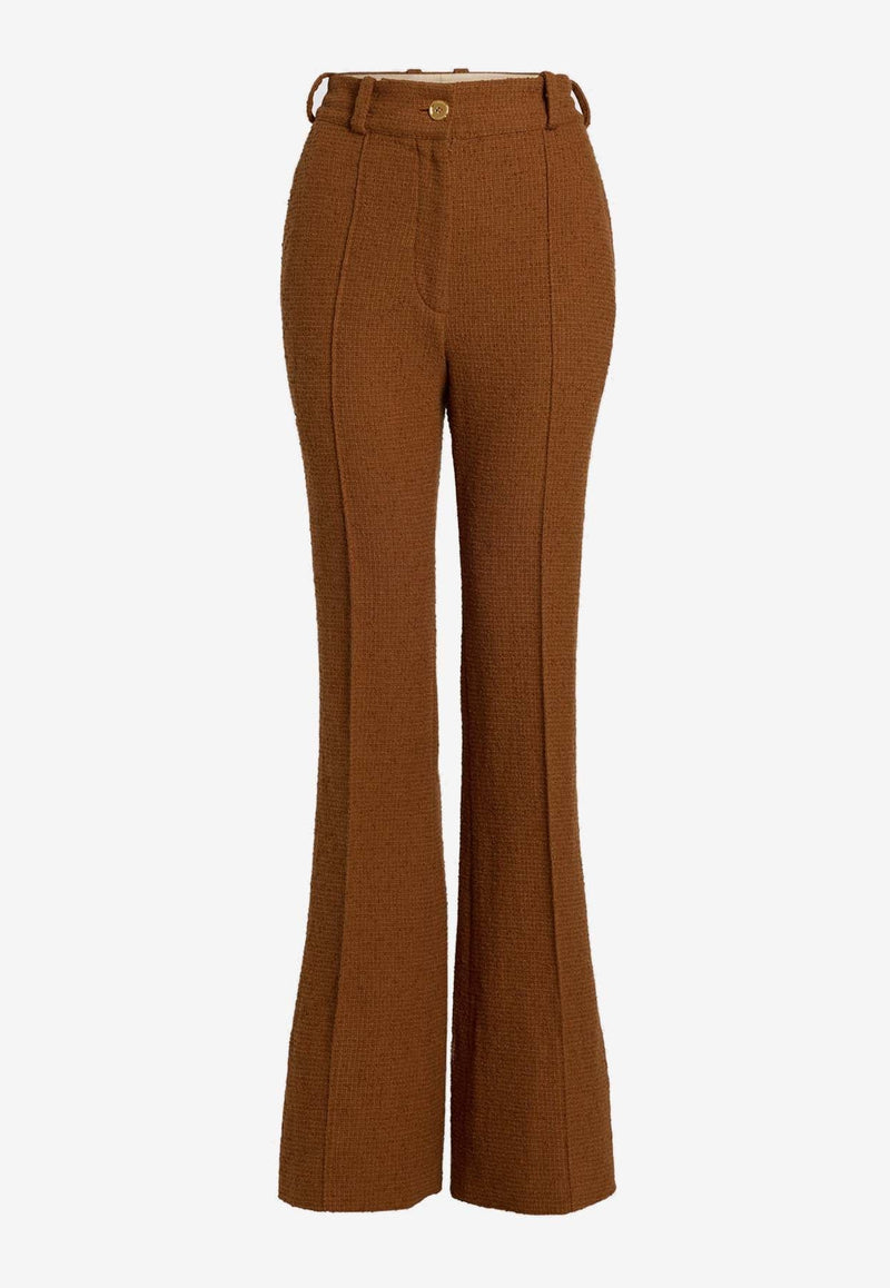 High-Rise Flared Tweed Pants