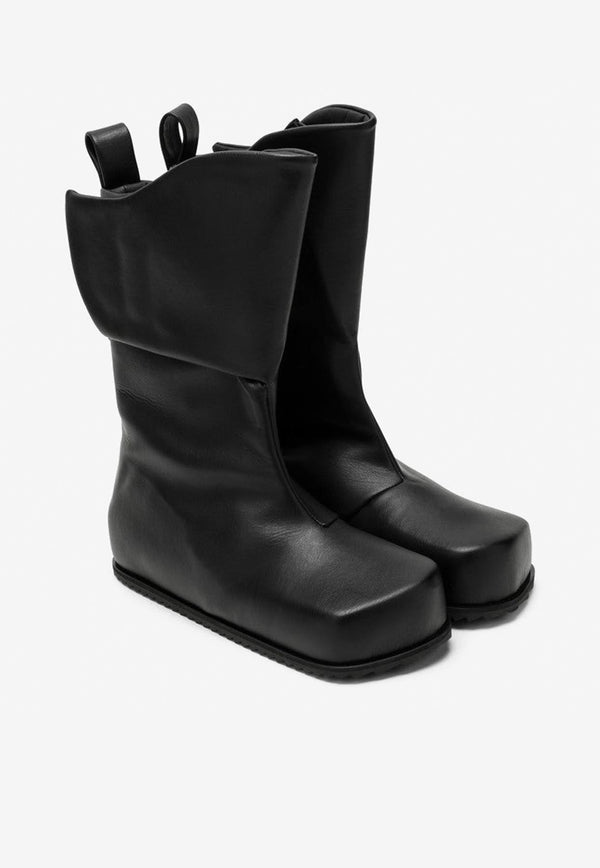 Faux-Leather Square Toe Boots