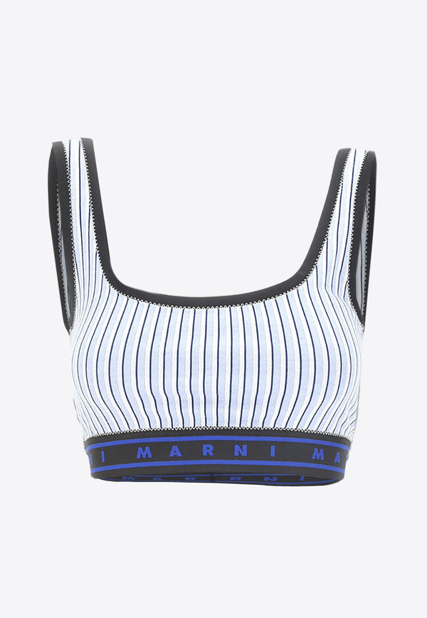 Logo Waistband Striped Cropped Top